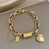 Pulsera Gruesa Heartened | Dorado
