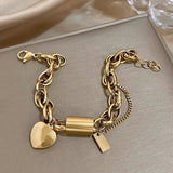 Pulsera Gruesa Heartened | Dorado