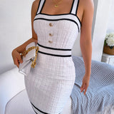 Vestido ajustado de punto sin mangas para mujer con detalle de bloques de color