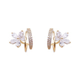 Pendientes Florales con Circonitas en Oro