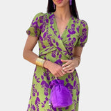 Elara Vestido Maxi con Nudo Frontal y Estampado Floral Delicado