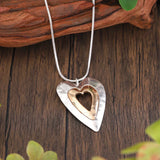 Collar Colgante de Corazón de Plata y Oro Vintage