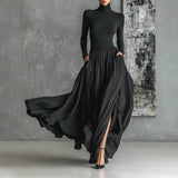 Zavelli Elegante Vestido Largo Negro