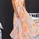 Elegante Vestido Maxi Acuarela para Fiesta de Verano