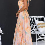 Elegante Vestido Maxi Acuarela para Fiesta de Verano