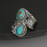 Elegante Anillo Vintage Cruzado de Turquesa