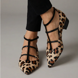 Bridget - Zapatos de tacón con cinturilla de leopardo