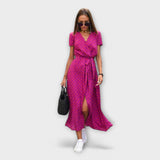 Mariz | Vestido midi plisado de manga corta para mujer