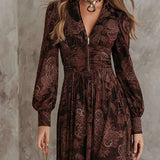 Meli Elegante Maxi Vestido con Estampado Vintage