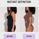 Body sin costuras con cuello redondo y mangas cortas
