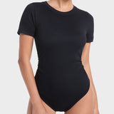 Body sin costuras con cuello redondo y mangas cortas