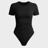 Body sin costuras con cuello redondo y mangas cortas