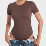Body sin costuras con cuello redondo y mangas cortas