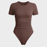 Body sin costuras con cuello redondo y mangas cortas