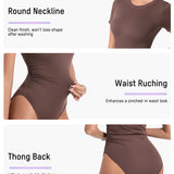 Body sin costuras con cuello redondo y mangas cortas