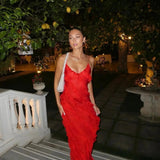 Vestido Maxi de Noche de Chifón con Volantes Romántico