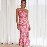Nicolette | Vestido Midi Floral de Una Sola Manga para Mujeres