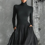 Zavelli Elegante Vestido Largo Negro