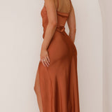 Vestido maxi de cóctel de satén simple