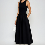 Vestido Maxi Sin Mangas de Mezcla de Algodón Formal