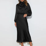 Vestido de Noche de Satén – Elegante Ropa Formal de Manga Larga