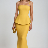 Vestido Maxi Formal Sin Mangas Amarillo