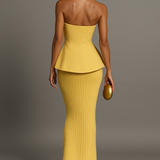Vestido Maxi Formal Sin Mangas Amarillo
