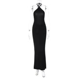 Vestido Maxi Formal Sin Espalda con Cuello Halter