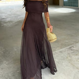 Vestido Maxi de Chiffon sin Hombros