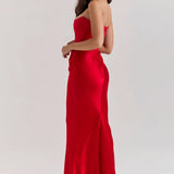 Emily Vestido Maxi Drapado Sin Tirantes