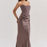 Emily Vestido Maxi Drapado Sin Tirantes