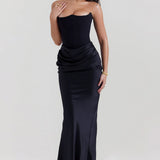 Emily Vestido Maxi Drapado Sin Tirantes