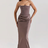 Emily Vestido Maxi Drapado Sin Tirantes