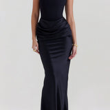 Emily Vestido Maxi Drapado Sin Tirantes