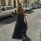 Vestido Maxi de Lunares Vintage con Escote en V