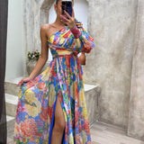 Elegante Vestido Fluido de Un Hombro para Eventos de Verano