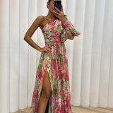 Elegante Vestido Fluido de Un Hombro para Eventos de Verano