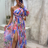 Elegante Vestido Fluido de Un Hombro para Eventos de Verano