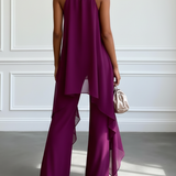 Lila Elegancia Conjunto de Dos Piezas
