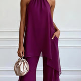 Lila Elegancia Conjunto de Dos Piezas