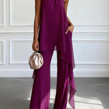 Lila Elegancia Conjunto de Dos Piezas