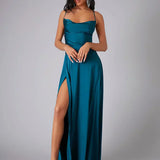 Vestido Maxi de Tirantes de Espagueti con Gran Abertura
