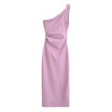 Vestido Midi Asimétrico de Un Hombro