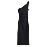 Vestido Midi Asimétrico de Un Hombro