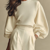 Sophie Rippstrick Crew-Neck-Top y pantalones anchos de cintura alta
