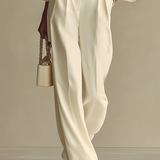 Sophie Rippstrick Crew-Neck-Top y pantalones anchos de cintura alta
