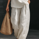 Conjunto de Top sin mangas con escote en V Lila y Pantalones Amplios