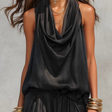Conjunto de Top con Cuello Halter y Pantalones Plisados