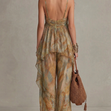 Conjunto de Top con Volantes y Pantalón Amplio Sienna