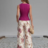 Conjunto de Pantalones con Estampado Floral Lila